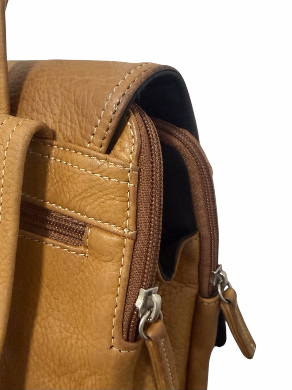 Vintage Tignanello Natural Camel Tan Leather Backpack - Picture 7 of 14
